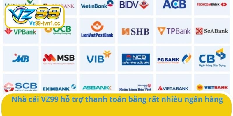Nhà cái VZ99 hỗ trợ thanh toán bằng rất nhiều ngân hàng