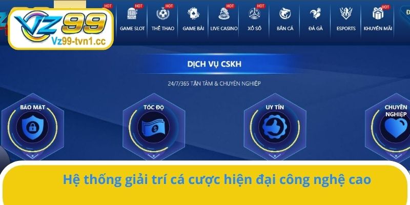 Hệ thống trải nghiệm đỉnh cao tại trang cá cược VZ99